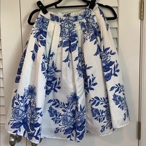 Blue and white floral skirt